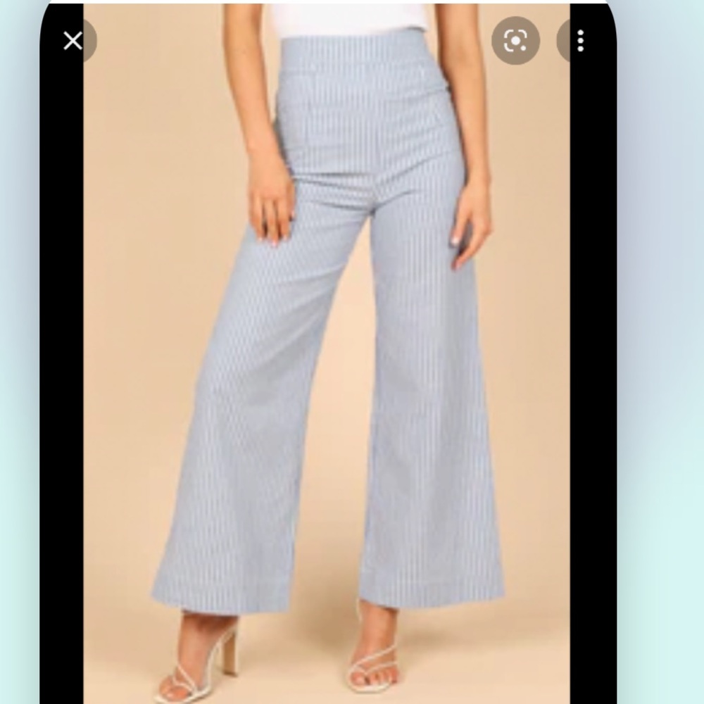 Petal and Pup Henry High Waisted Wide Leg Blue Stripe Pants NWOT